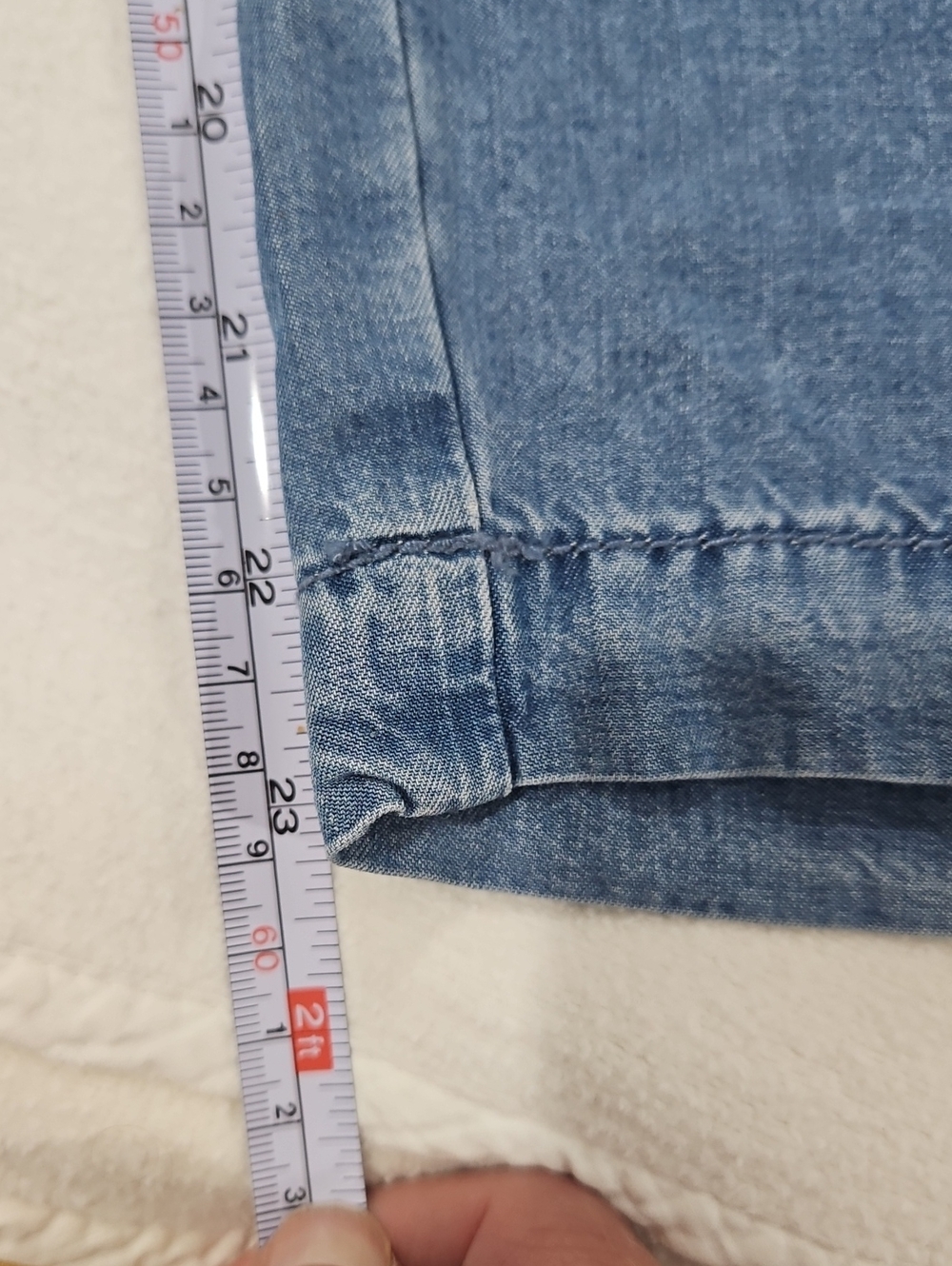 St. John's Bay Light Blue Denim Pants Size PM Lightweight Wide Leg - Picture 6 of 6